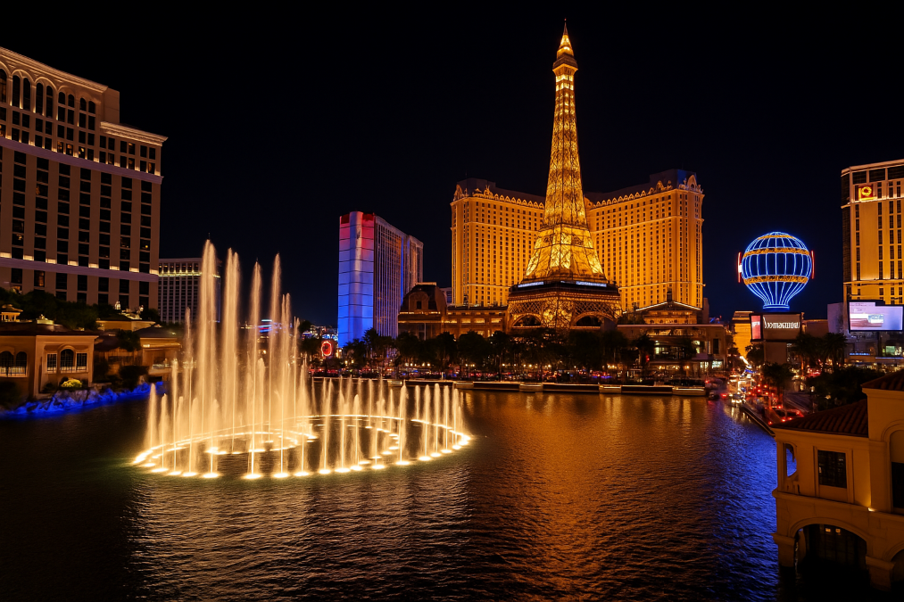 Bon plan Las Vegas de nuit sur le Strip avec les fontaines du Bellagio